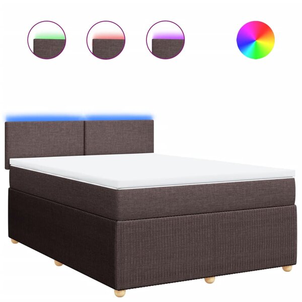 vidaXL Sommier à lattes de lit avec matelas Marron foncé 140x190 cm