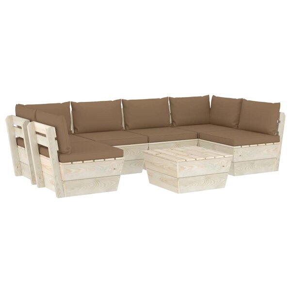 vidaXL Salon de jardin palette 7 Pièces avec coussins Épicéa imprégné