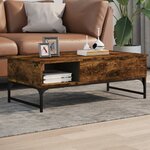 vidaXL Table basse chêne fumé 100x50x35 cm bois d'ingénierie et métal