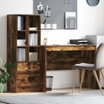 vidaXL Bureau avec rangement Chêne fumé Bois d'ingénierie