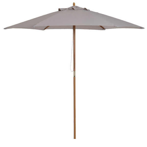 Parasol droit rond grande taille de jardin Ø 2,5 x 2,25H m bois de bambou gris