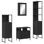 vidaXL Ensemble de meubles salle de bain 4 Pièces noir bois d'ingénierie