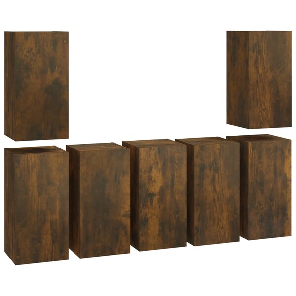 vidaXL Meubles TV 7 Pièces Chêne fumé 30 5x30x60 cm Bois d'ingénierie