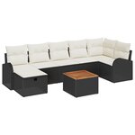 Ensemble de Canapés de Jardin Modular de 8 pièces avec Coussins en Poly Rattan Noir