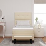 vidaXL Lit à Ressorts avec Matelas & Banc Crème 90x200 cm Tissu