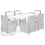 vidaXL Ensemble à manger de jardin et coussins 7 Pièces beige poly rotin