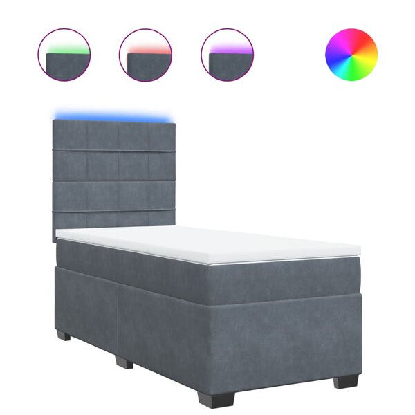 vidaXL Sommier à lattes de lit et matelas Gris foncé 90x200 cm Velours