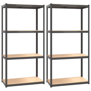 vidaXL Étagères à 4 niveaux 2Pièces Anthracite Acier et bois d'ingénierie