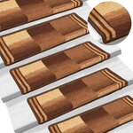 vidaXL Tapis d'escalier autocollants 15 Pièces 65x21x4 cm Marron