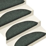 vidaXL Tapis d'escalier autocollants 15 Pièces Vert 56x17x3 cm Aiguilleté