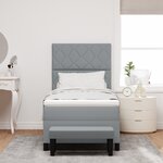 vidaXL Lit à ressort avec matelas et banc gris clair 90x190 cm en tissu