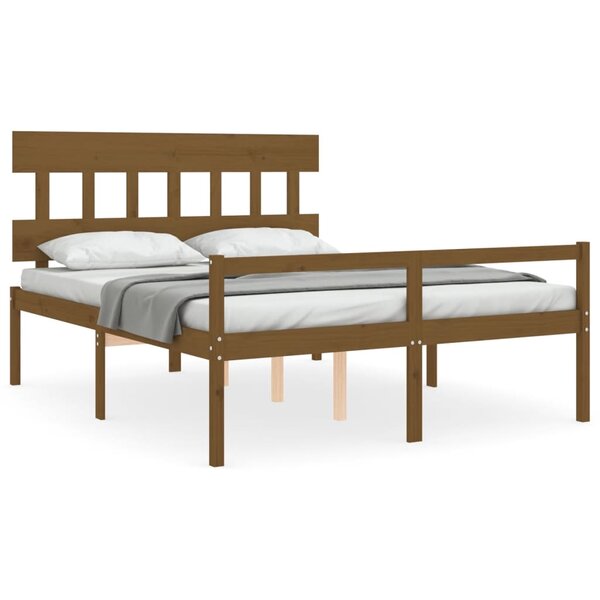 vidaXL Lit pour personne âgée sans matelas marron miel bois massif