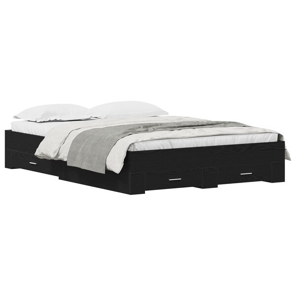 Lit vidaXL avec tiroirs Chêne Noir 135x190 cm Bois d'ingénierie