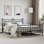 vidaXL Cadre de lit métal sans matelas avec pied de lit noir 160x200cm