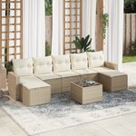 vidaXL Salon de jardin avec coussins 8 Pièces beige résine tressée