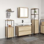 Ensemble de meubles de salle de bains 3 pièces en bois d'ingénierie chêne Sonoma