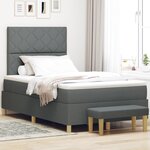 vidaXL Lit à ressorts avec matelas et banc gris foncé 120x200 cm tissu