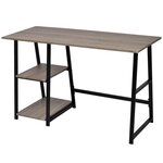 Bureau table meuble travail informatiqueavec 2 étagères gris et chêne 0502078
