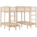 vidaXL Lit superposé triple 140x200/70x140 cm bois de pin massif