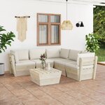 vidaXL Salon de jardin palette 6 Pièces avec coussins bois d'épicéa