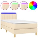 vidaXL Sommier à lattes de lit avec matelas LED Crème 90x190 cm Tissu