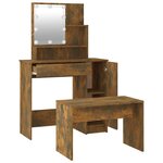 vidaXL Ensemble de coiffeuse avec LED Chêne fumé Bois d'ingénierie