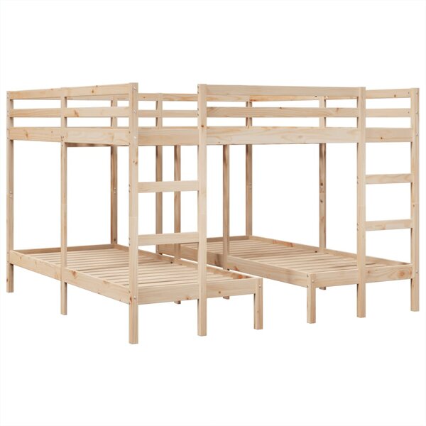 vidaXL Lit superposé triple 140x200/70x140 cm bois de pin massif