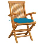 vidaXL Chaises de jardin avec coussins bleu clair lot de 3 Teck massif