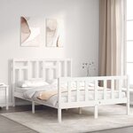 vidaXL Cadre de lit sans matelas blanc 140x200 cm bois de pin massif