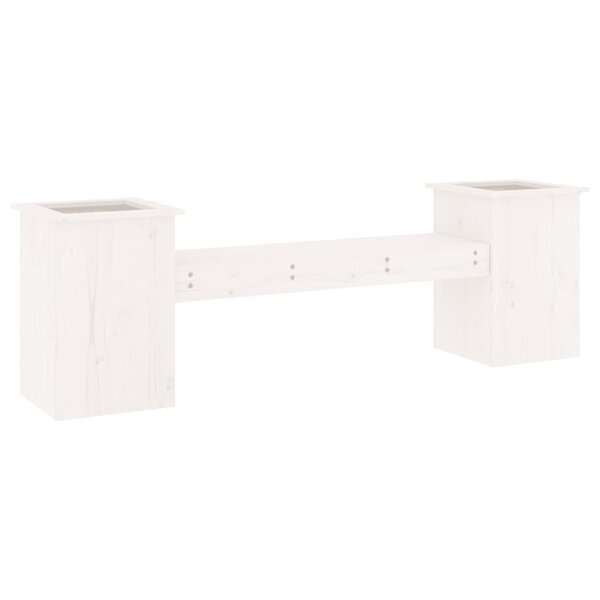 vidaXL Banc avec jardinières blanc 184 5x39 5x56 5 cm bois massif pin
