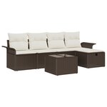 vidaXL Ensemble de canapés de jardin avec coussins marron en rotin