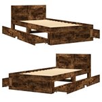 vidaXL Cadre de lit et tête de lit sans matelas chêne fumé 100x200 cm