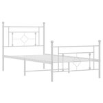 vidaXL Cadre de lit métal sans matelas avec pied de lit blanc 90x190cm