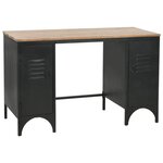 Bureau table meuble travail informatique à double piédestal bois de sapin et acier 120 cm 0502119