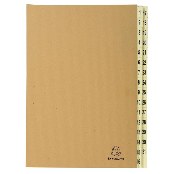 Trieur Rigide 31 Compartiments De 1 À 31 Forever Kraft - A4 - Kraft Brun - Exacompta