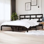vidaXL Cadre de lit sans matelas Noir Bois de pin massif 200x200 cm