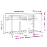 vidaXL Lit superposé avec rideaux rose 90x200 cm bois pin massif
