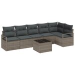 Ensemble de canapé de jardin 6 pièces avec coussins noir poly rattan