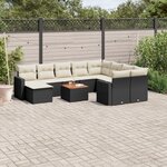 vidaXL Salon de jardin 11 Pièces avec coussins noir résine tressée
