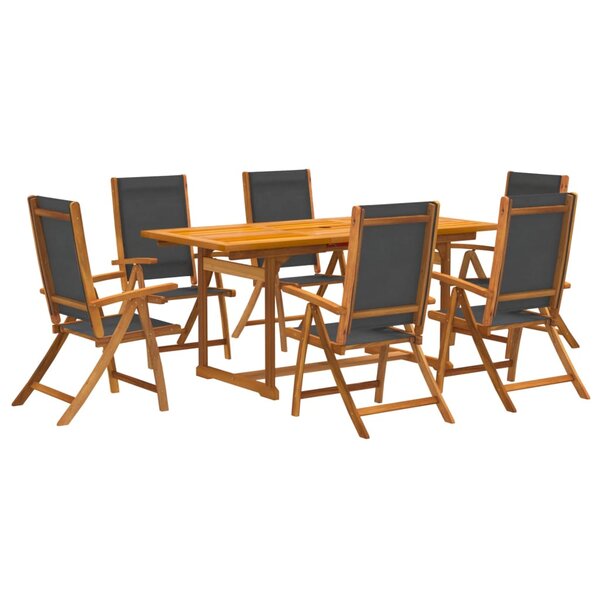 vidaXL Ensemble à manger de jardin 7Pièces bois d'acacia solide textilène