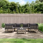 vidaXL Salon de jardin 7 Pièces avec coussins anthracite résine tressée