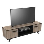 Ensemble scandinave meuble TV + table basse + buffet mélaminé - chêne brossé et noir