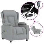 vidaXL Fauteuil électrique de massage Gris clair Tissu