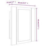 vidaXL Armoire à miroir LED de salle de bain sonoma gris 40x12x45 cm