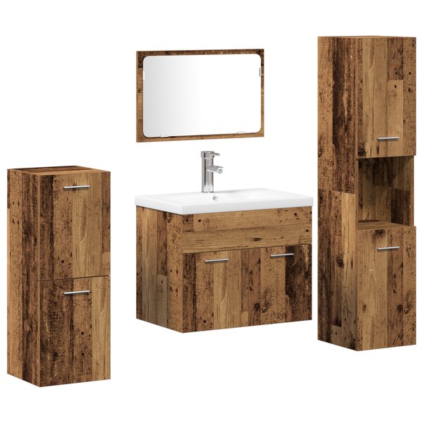 vidaXL Ensemble de meubles de salle de bain 5 pièces Bois ancien Bois d'ingénierie