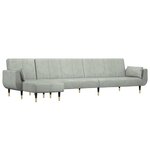 vidaXL Canapé-lit en forme de L gris clair 275x140x70 cm velours