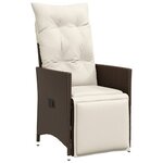 vidaXL Chaise inclinable de jardin avec coussins marron résine tressée