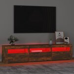 vidaXL Meuble TV avec lumières LED Chêne fumé 180x35x40 cm