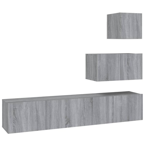 vidaXL Ensemble de meubles TV 4 Pièces Sonoma gris Bois d'ingénierie