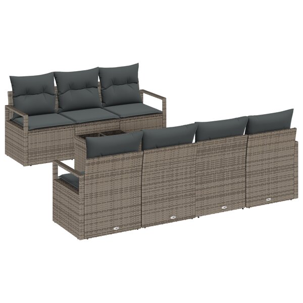 vidaXL Ensemble de canapé de jardin 8 pièces avec coussins gris - Rattan poly